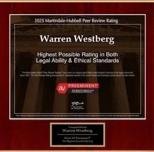 2025 Martindale-Hubbell Peer Review Rating, AV Preeminent, Warren Westberg
